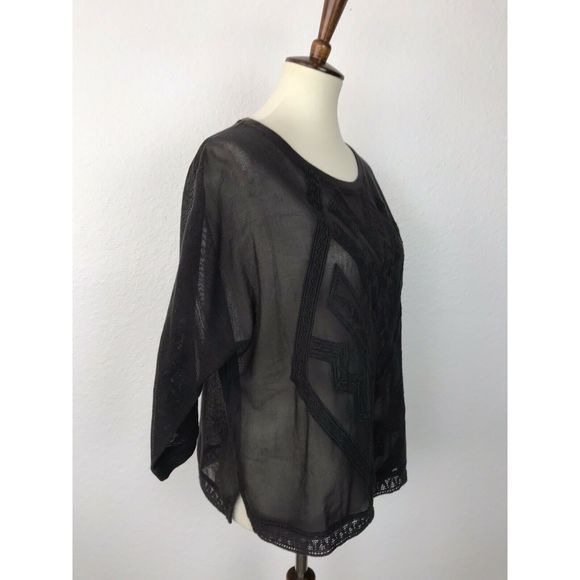 Anthropologie Meadow Rue Gray Sheer Top - Picture 7 of 11